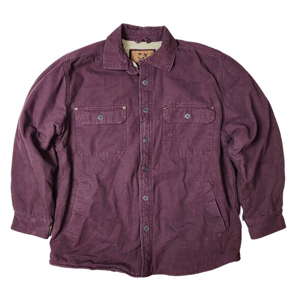 Sherpa‎ Lined Chore Jacket Mens L Button Up Workwear Blue Collar Farm Carpenter - Picture 1 of 8